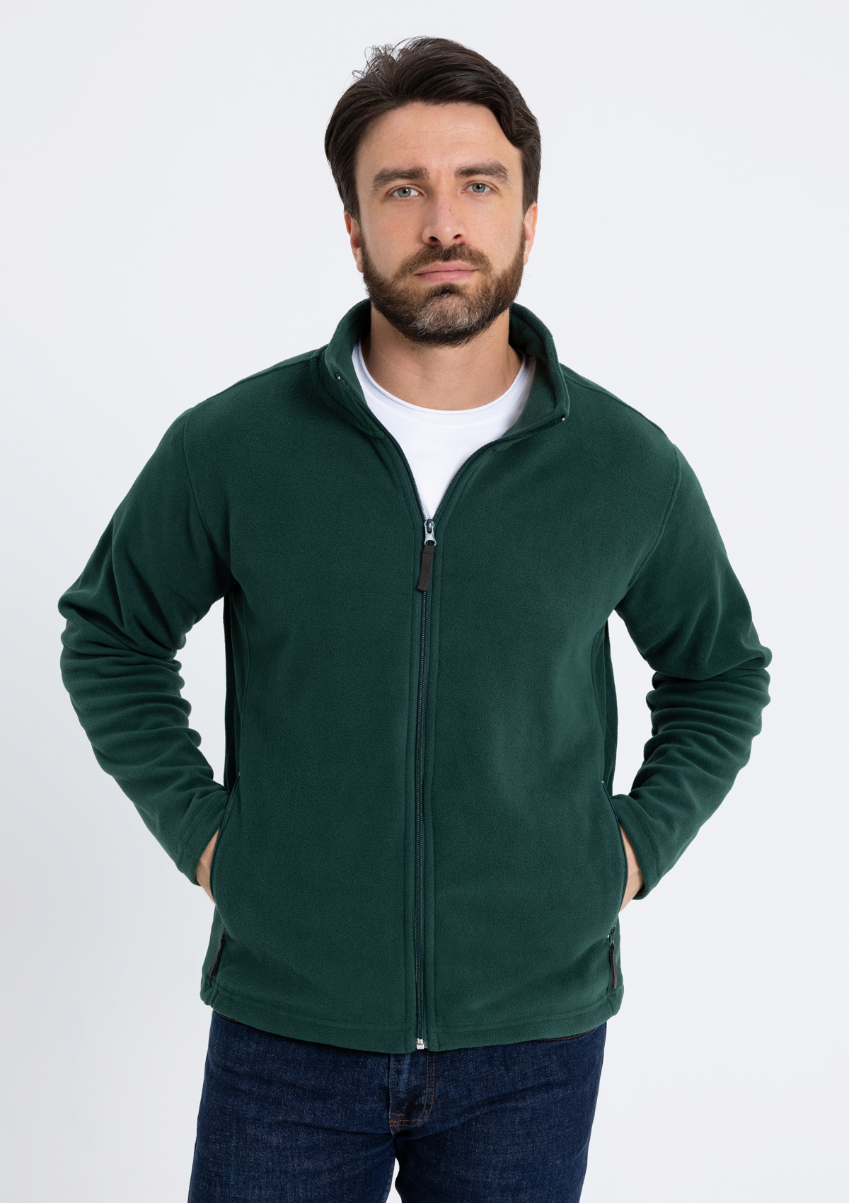 Толстовка унисекс STAN на молнии микрофлис 200, 21, Тёмно-зелёный,  (130)  (52/XL)