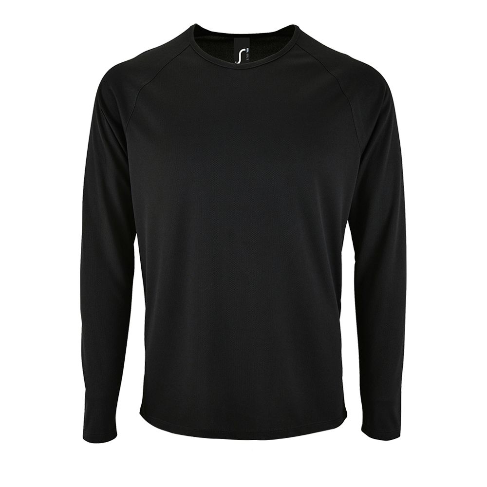 Футболка с длинным рукавом Sporty LSL Men желтый неон с логотипом Sol's | Print Logo