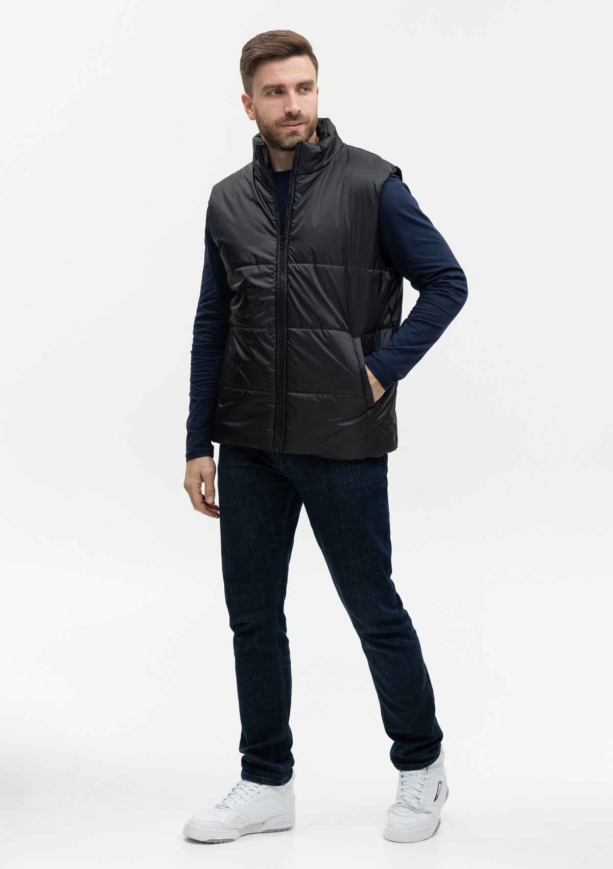 Жилет унисекс STAN утепленный таффета 210T,200, 84, Чёрный,  (20)  (58/4XL)