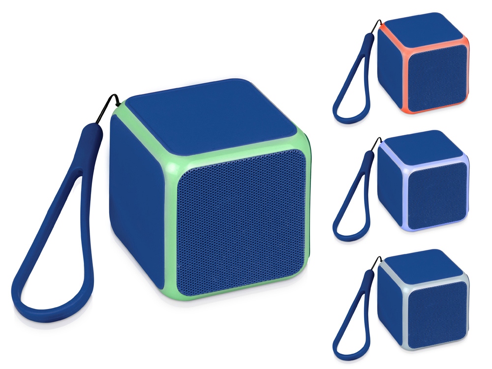 Портативная колонка Cube с подсветкой, синий