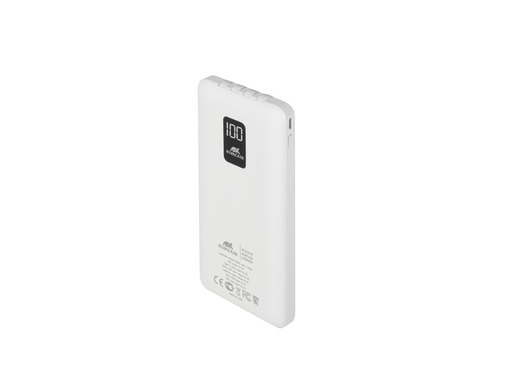 Внешний аккумулятор с дисплеем и встроенными кабелями VA2210, 10000 mAh с логотипом RIVACASE | Print Logo