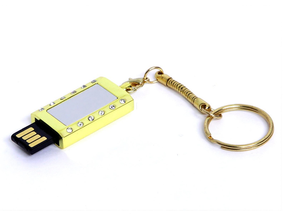 USB 2.0- флешка на 16 Гб Кулон с кристаллами и мини чипом с логотипом  | Print Logo