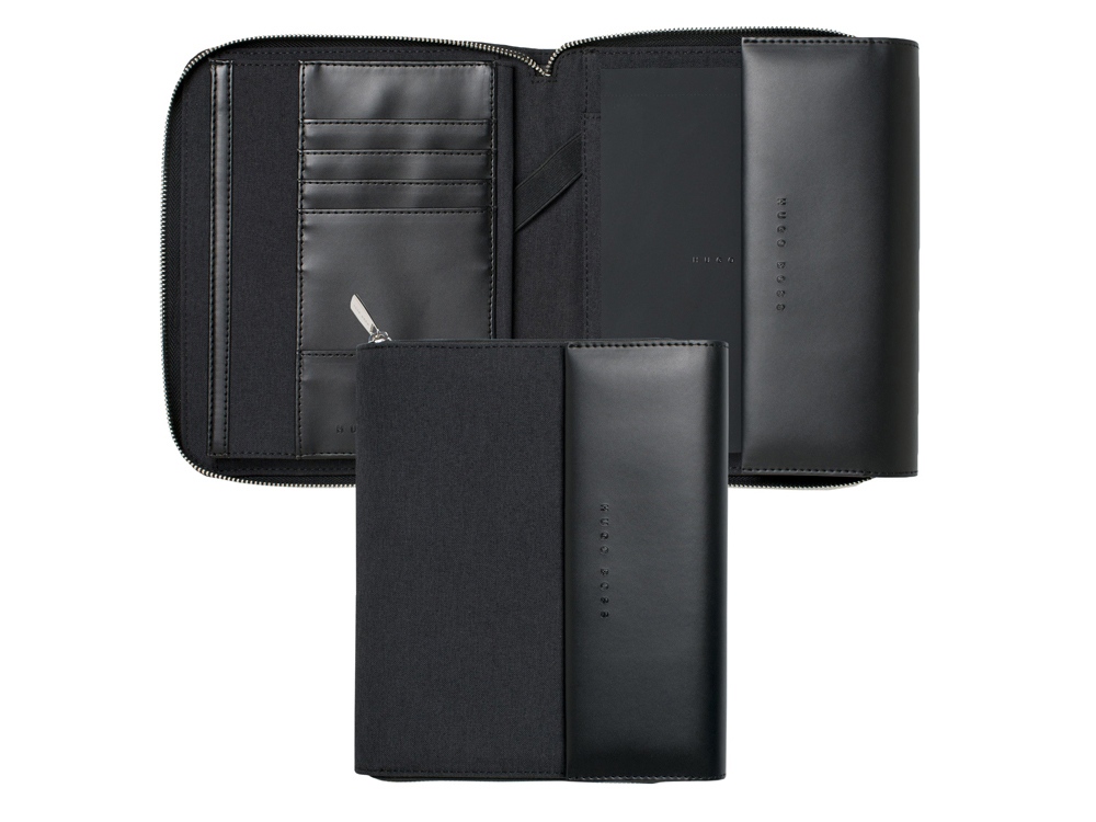 Папка для конференции А5 Advance Fabric Dark Grey с логотипом HUGO BOSS | Print Logo