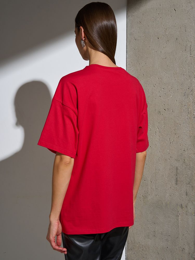 Футболка Oversize Premium, красная, размер S