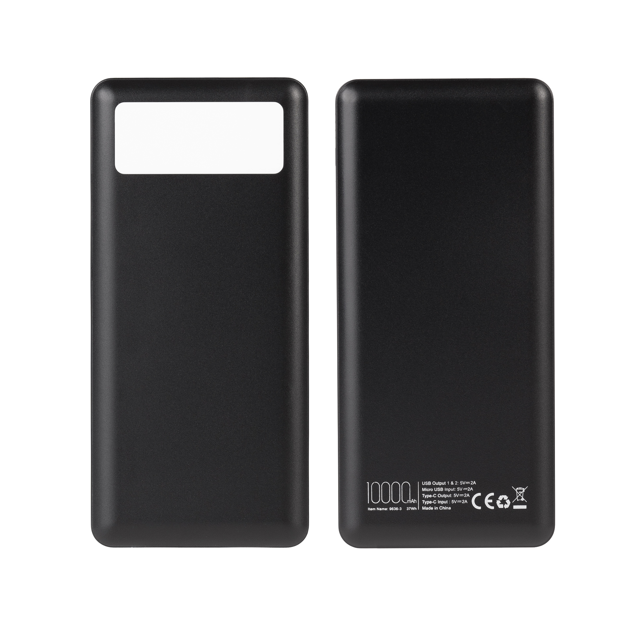 Зарядное устройство "Lumos" 10000 mAh с фонариком, черный, черный