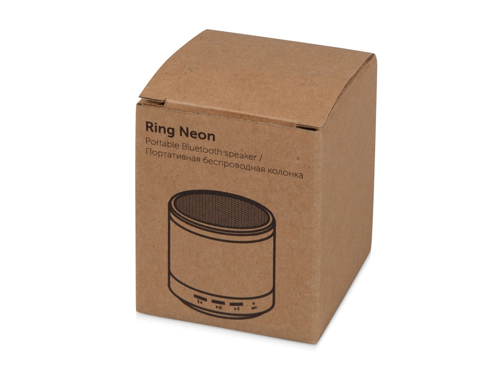 Портативная колонка Ring neon с белой подсветкой корпуса, серебристый