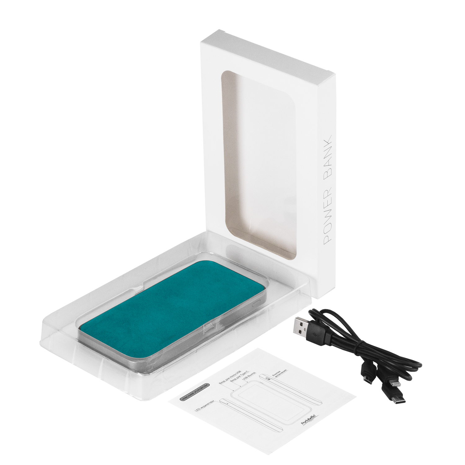 Внешний аккумулятор Ин Велюр (In Velour) 10000 mAh, бирюзовый