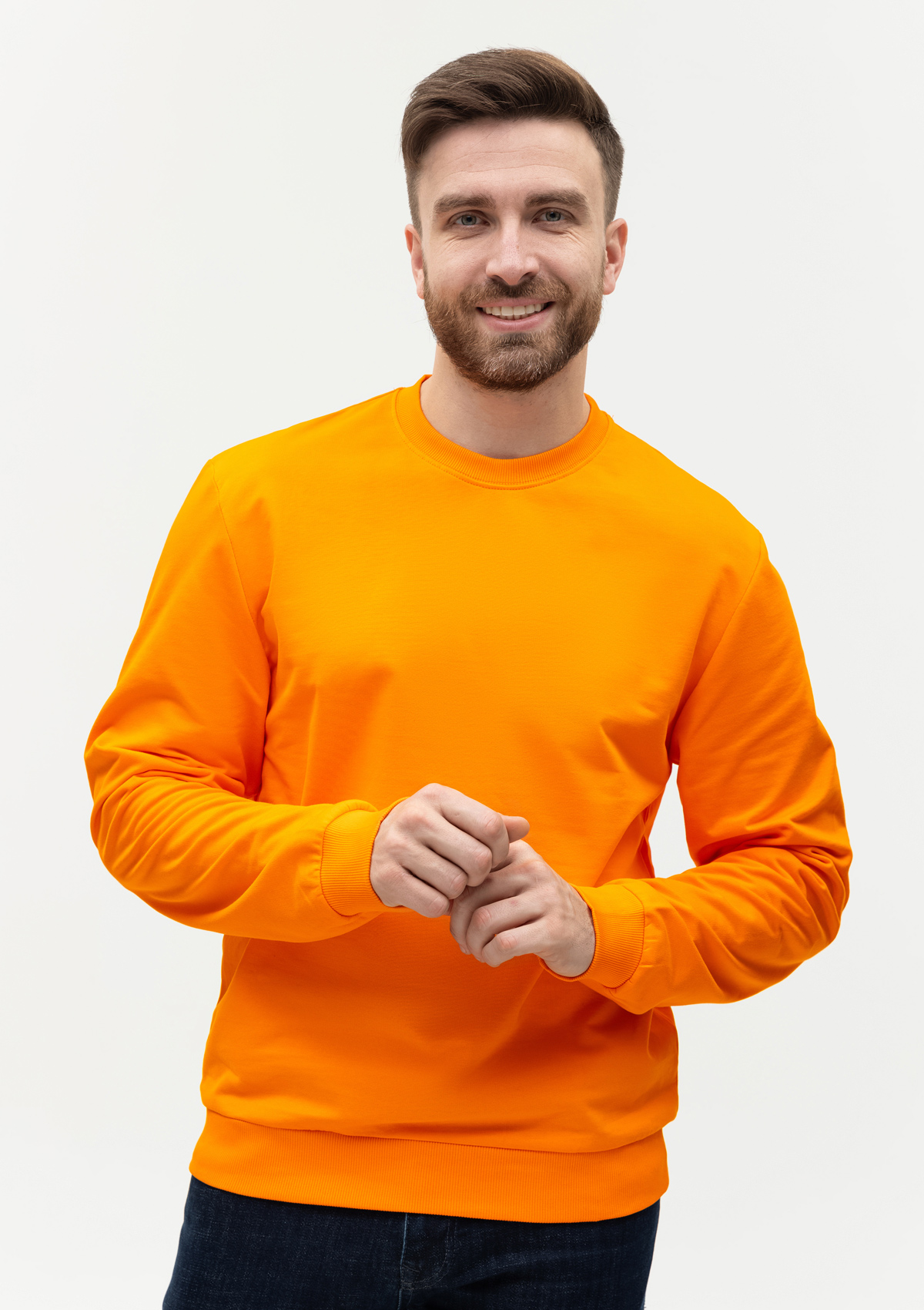 Свитшот унисекс STAN футер без начёса, 260, 63, Оранжевый,  (28/1)  (42/XXS)