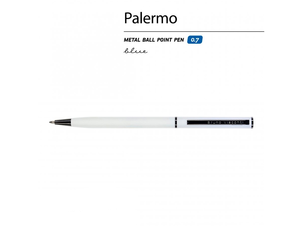 Ручка шариковая автоматическая BrunoVisconti® PALERMO цвет корпуса белый, soft-touch, 0.7 мм