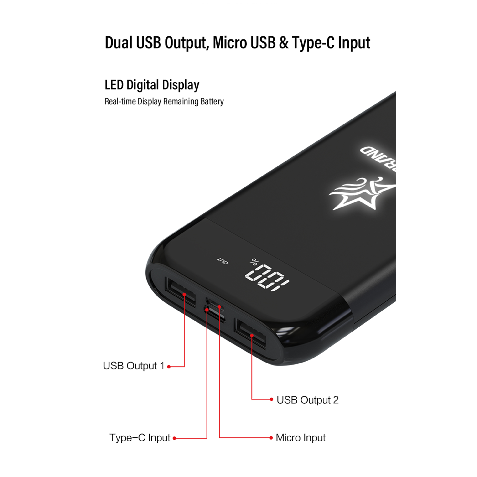 Беспроводное зарядное устройство "ShineMax SOFTTOUCH", 10000 mAh с подсветкой логотипа и цифровым индикатором заряда фото на сайте Print Logo.