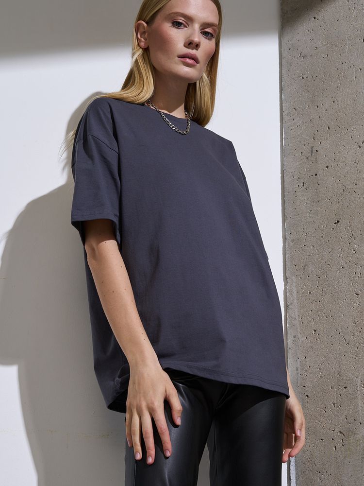 Футболка Oversize Premium, темно-серая (антрацит), размер S
