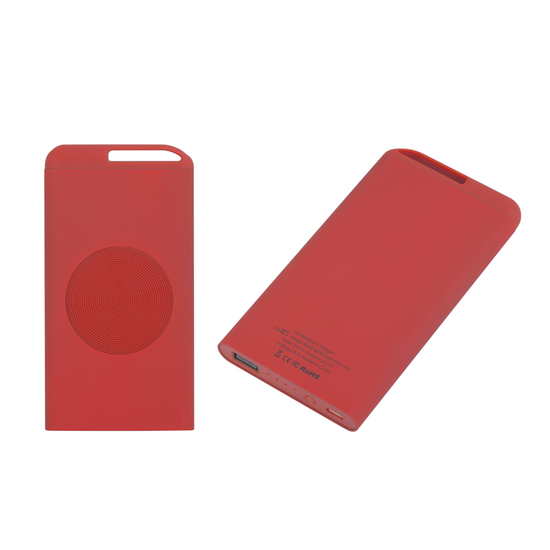 Беспроводное зарядное устройство "Theta Wireless", 4000 mAh, красный
