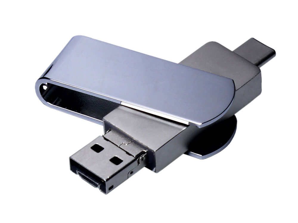 USB 2.0-флешка на 16 Гб 3-в-1 с разъемами Micro USB и USB-C с логотипом  | Print Logo