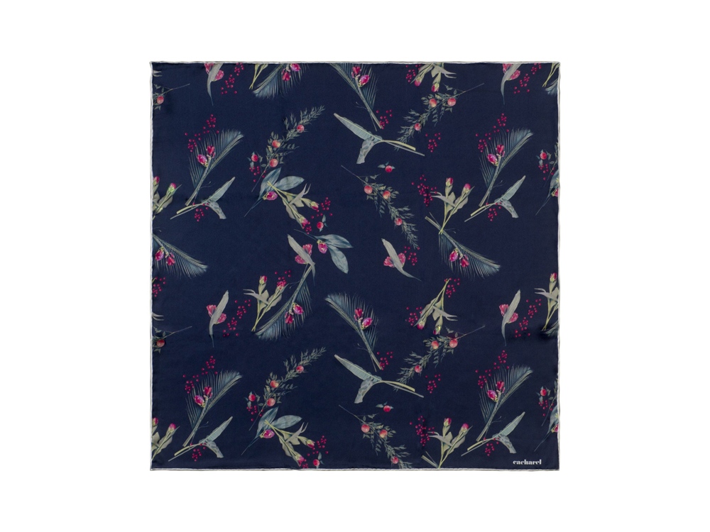 Шелковый платок Iris Navy с логотипом Cacharel | Print Logo
