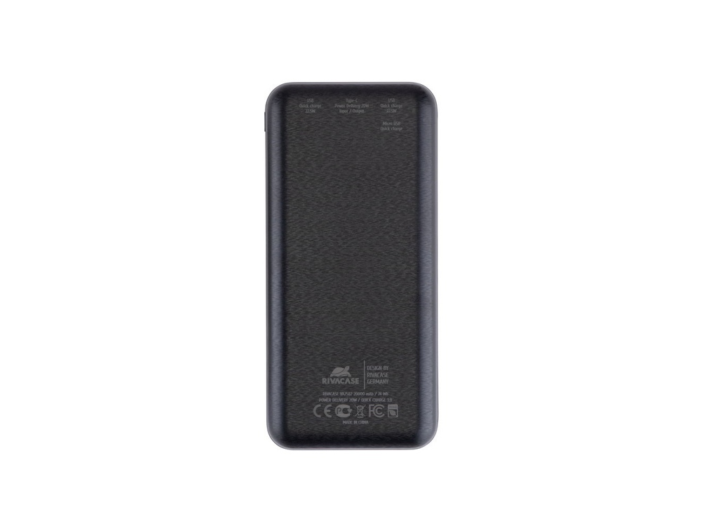 RIVACASE VA2582 (20 000mAh), QC/PD 22.5W внешний аккумулятор с дисплеем, черный /24