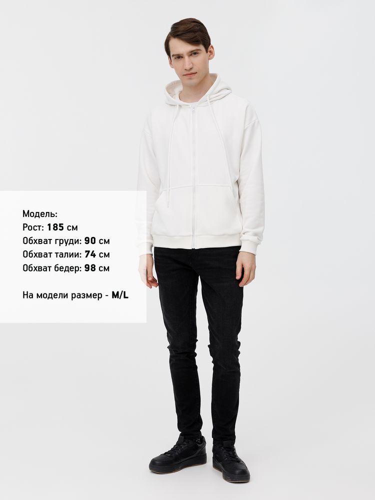Толстовка унисекс оверсайз на молнии Zippy Terry, белая, размер XL/XXL