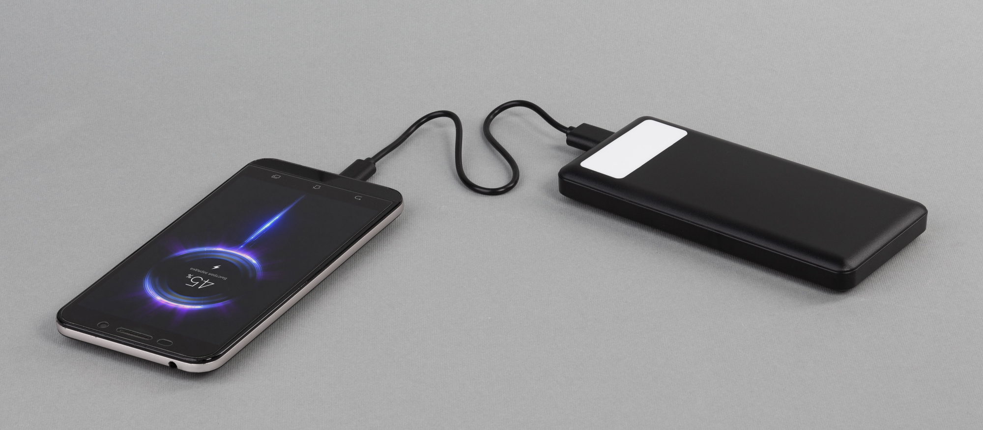 Зарядное устройство "Lumos" 10000 mAh с фонариком, черный фото на сайте Print Logo.
