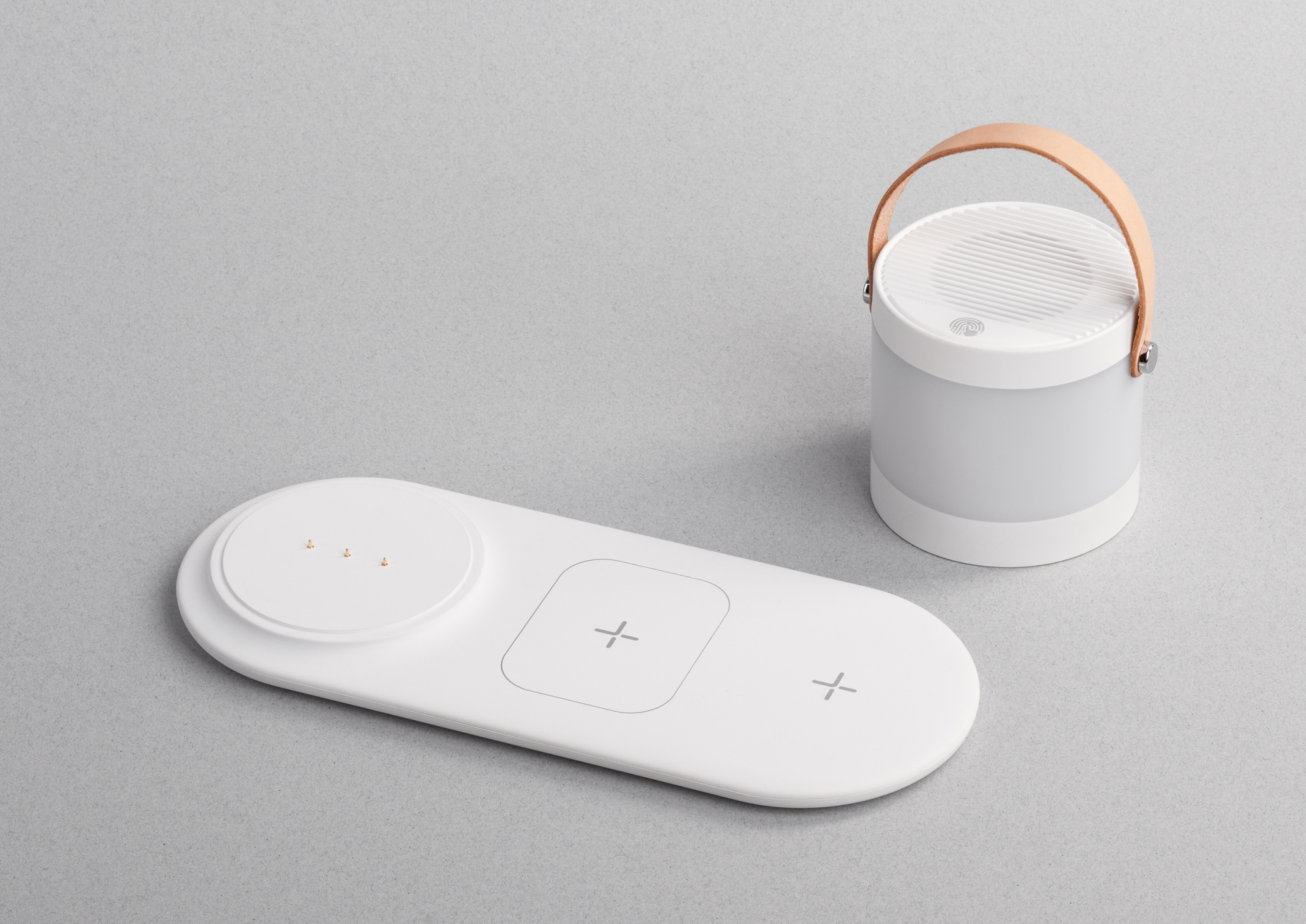 Настольная беспроводная (15W) зарядная станция "Smart Home" с bluetooth колонкой-лампой фото на сайте Print Logo.